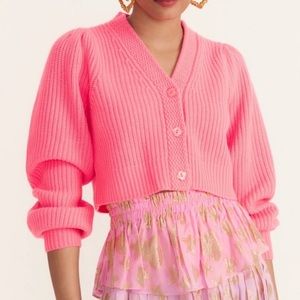 LoveShackFancy Cropped Cardigan in CORAL sz LARGE